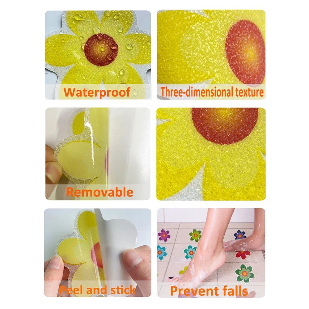 10pcs-Cartoon Pattern Bathroom Bathtub Anti Slip Sticker Staircase Floor Mat Children's Room Self-adhesive Anti Slip Sticker