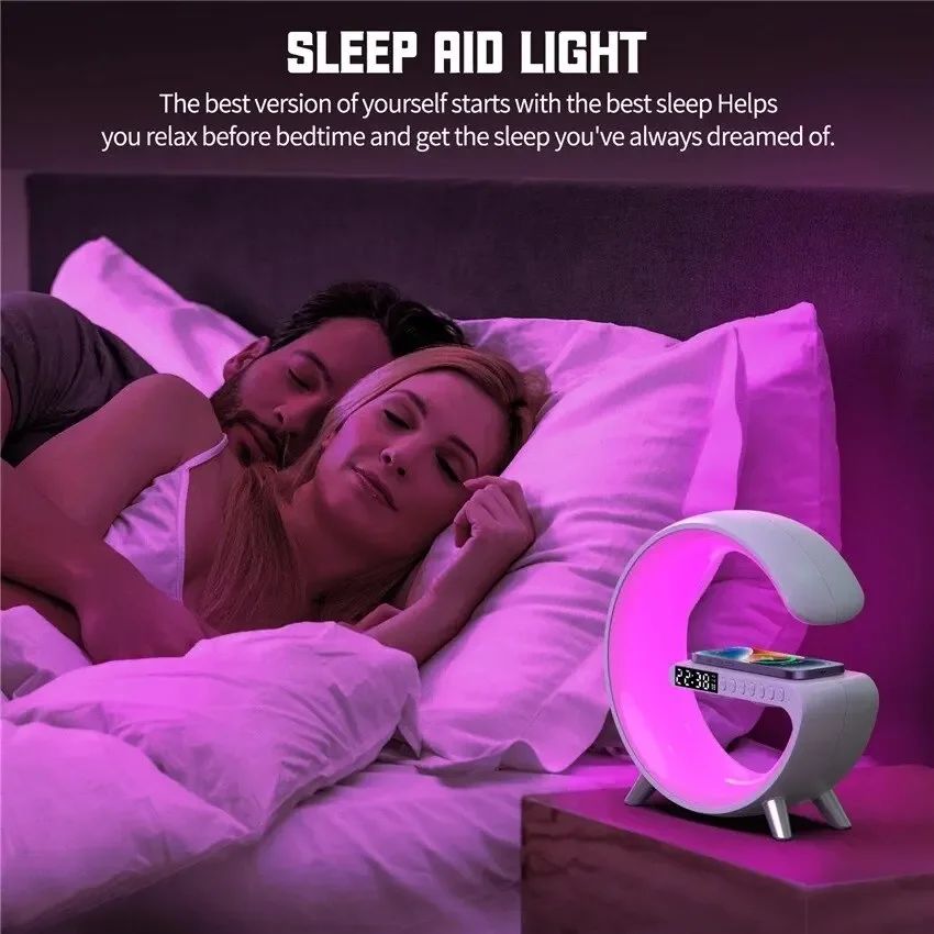 Caixa de Som Bluetooth Multifuncional BIG G Luz Noturna RGB Carregador Sem Fio Rápido Suporte para iPhone Samsung Xiaomi Estação de Carregamento