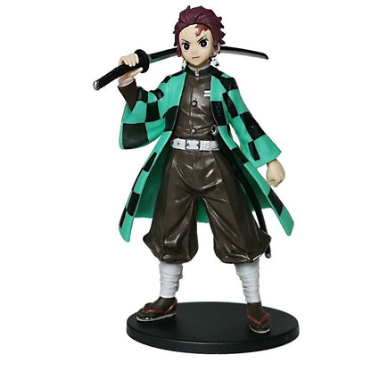 Boneco de Anime Demon Slayer Kimetsu No Yaiba Tanjiro Nezuko Zenitsu Figurine Inosuke Guerreiro Bonecos de Ação Colecionáveis Brinquedo Modelo