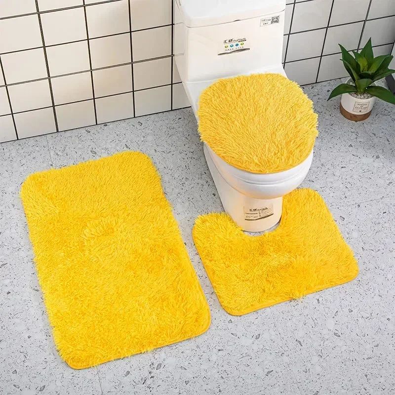 3piece Bathroom Mat Bathroom Silk Tie-dye Bathroom Soft Non-slip Carpet Shower Carpet Toilet Seat Cover Floor Mat
