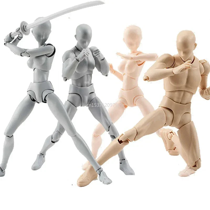 15cm Boneco Colecionável Multiarticulado SHFiguarts BODY KUN / BODY CHAN Versão Cores Cinza/Laranja Figura de Ação em PVC Brinquedos Modelo Colecionáveis