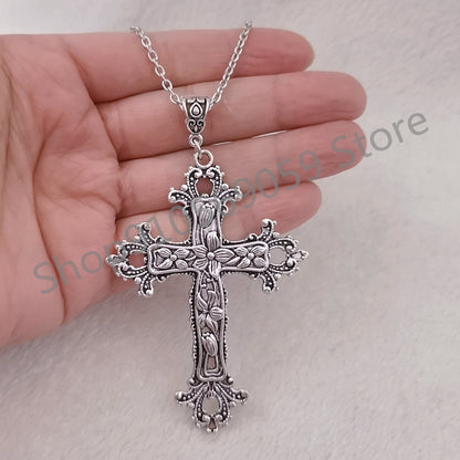 Colar com Pingente de Cruz de Cristal Punk para Mulheres e Homens, Gargantilha Gótica, Joias Estéticas, Bijuteria, Presente para Festa