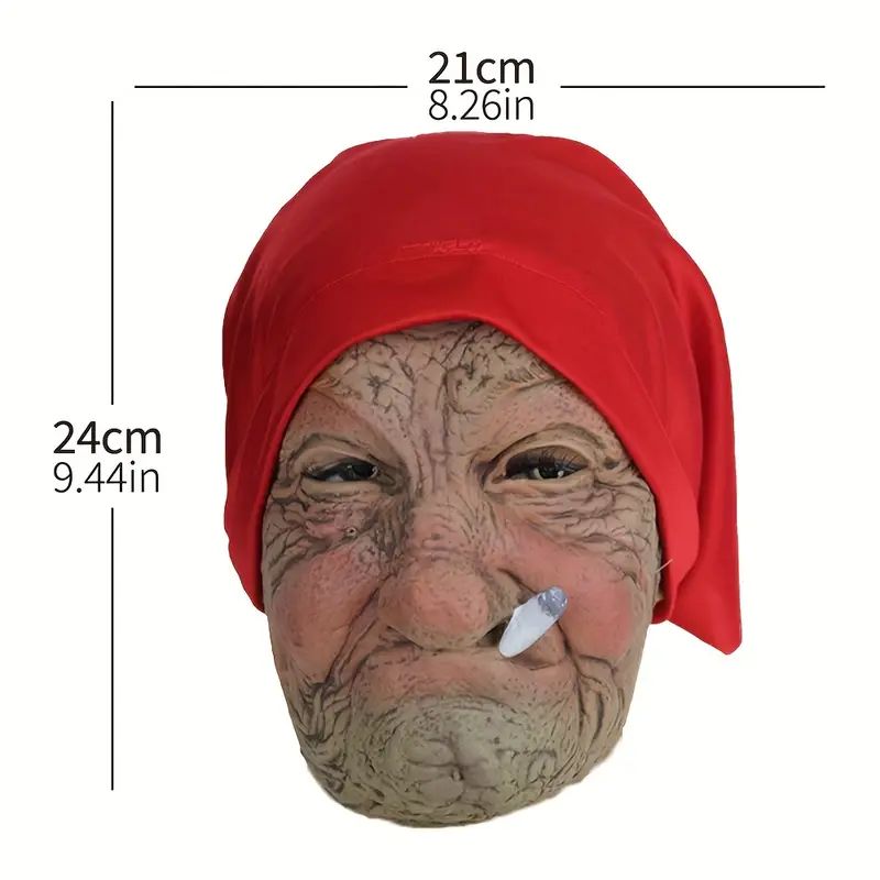 Little Red Hood Smoking Grandma Old Woman Mask Party Props Halloween ideal choice for gifts Suitable for men and women