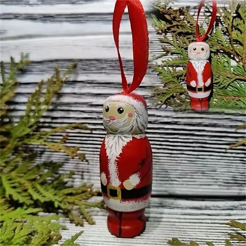 1pcs Funny Santa Claus Pendant, Christmas Ornaments, Funny Wooden Standing Santa Claus, Unique Christmas Craft Decorations