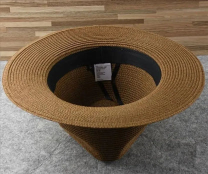 Chapéus de Sol Grandes Oversize para Homens Mulheres Praia Panamá Aba Larga Chapéu de Palha Senhora Chapéus de Sol de Verão Plus Size Chapéu Fedora 55-57cm 58-60cm