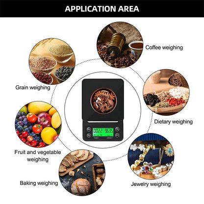 1 peça 3kg 5kg Balança de Café Gotejamento com Timer Balança de Cozinha Digital Eletrônica Portátil Balanças Eletrônicas de Alta Precisão LCD