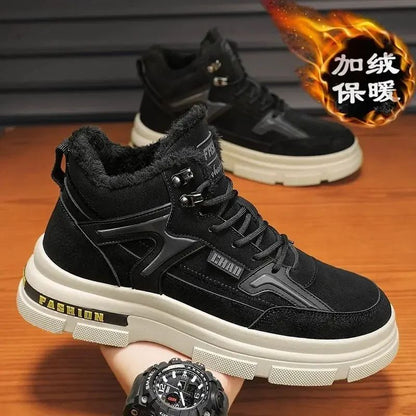 Winter Men's Boots Warm Plush Snow Boots Warm Comfortable Anti Slip Outdoor Short Boots Lace Up Non-slip Men Shoes Zapatos