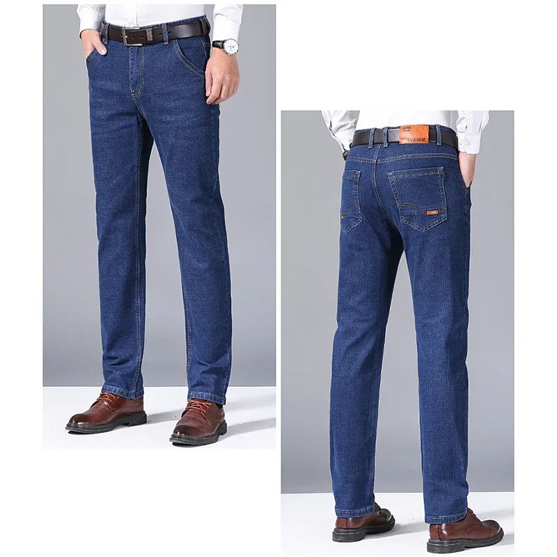 Calça Jeans Masculina de Marca de Luxo Stretch Reta Casual Slim Fit Jeans Masculino Design Clássico de Negócios Calça Tamanho Grande