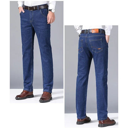 Calça Jeans Masculina de Marca de Luxo Stretch Reta Casual Slim Fit Jeans Masculino Design Clássico de Negócios Calça Tamanho Grande