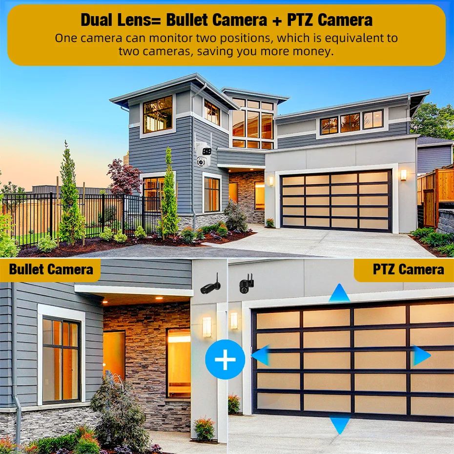 KERUI Dual Lens HD 10MP 5K PTZ Wifi IP Camera Wireless Outdoor CCTV Audio Video Surveillance Camera Night Vision Free AI Detect