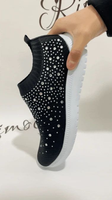 2024 New Crystal Breathable Mesh Sneaker Shoes for Women Comfortable Soft Bottom Flats Plus Size 43 Non Slip Casual Shoes Woman