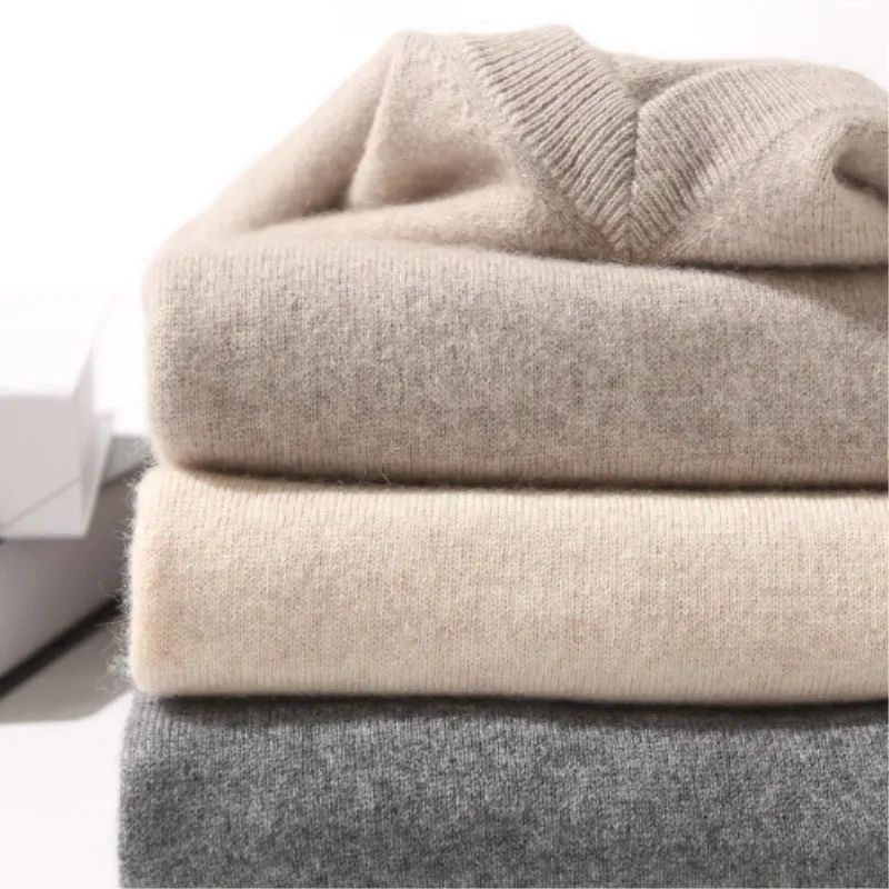 Wool Men's Sweaters V-neck Pullovers Cashmere Knitting Hot Sale Spring Autumn Sweaters Knitwear High Quality Jumpers Clothes