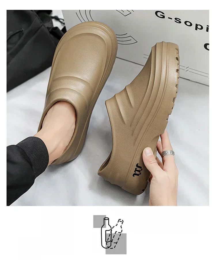 New Men's Casual Sandals Summer Chef Shoes Non-slip Fashion Trend Oil-resistant Work Shoes Outdoor Indoor Lazy Slippers