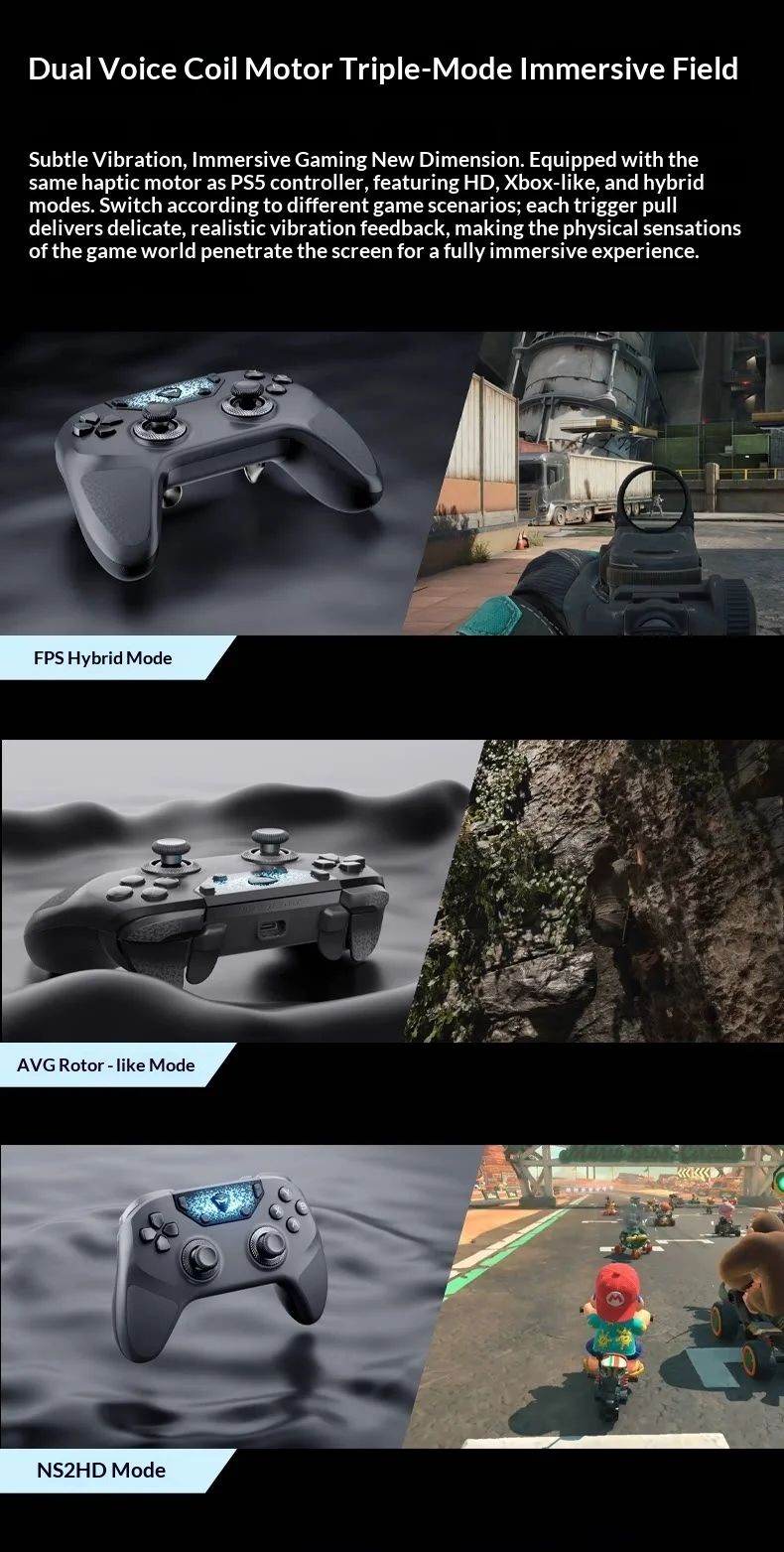 Machenike F1 Wireless Game Controller 3?Mode Dual 8K Hot?Swap Custom Body?Sense Micro Switch for PC Mobile Gaming Desktop Setup