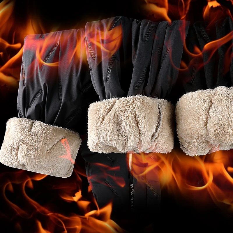 2024 Novas Calças de Algodão Acolchoadas Masculinas de Inverno, Pelúcia Grossa de Lã, Calças Esportivas Quentes, Casuais, Impermeáveis, à Prova de Vento, à Prova de Frio