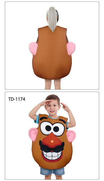 Funny Potato Head Costume Mr. and Mrs. Potato Head Matching Outfit Halloween Cosplay Tunic Couple Carnival Party Disguise Wear