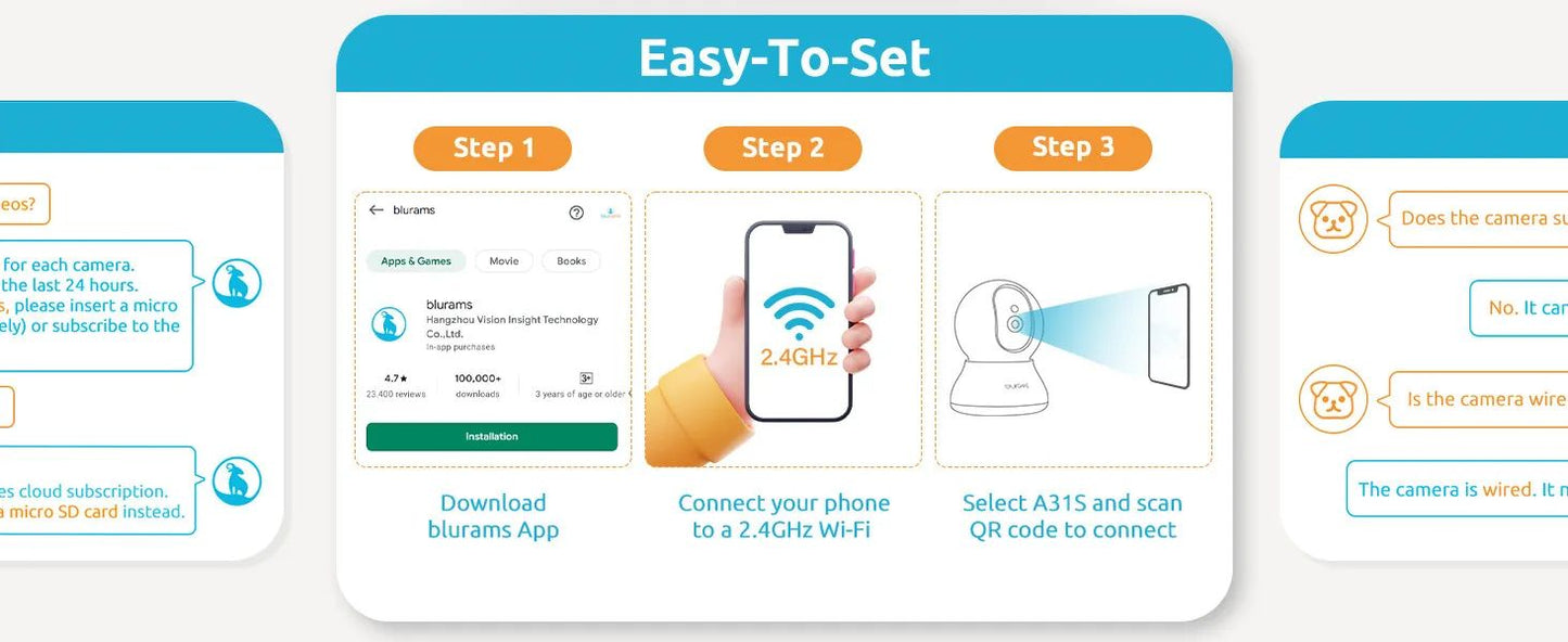 Blurams Indoor Security Camera 2K, Home Security Camera for Dog/Elder, Security Camera with One-Touch Call Update A31S-2pc