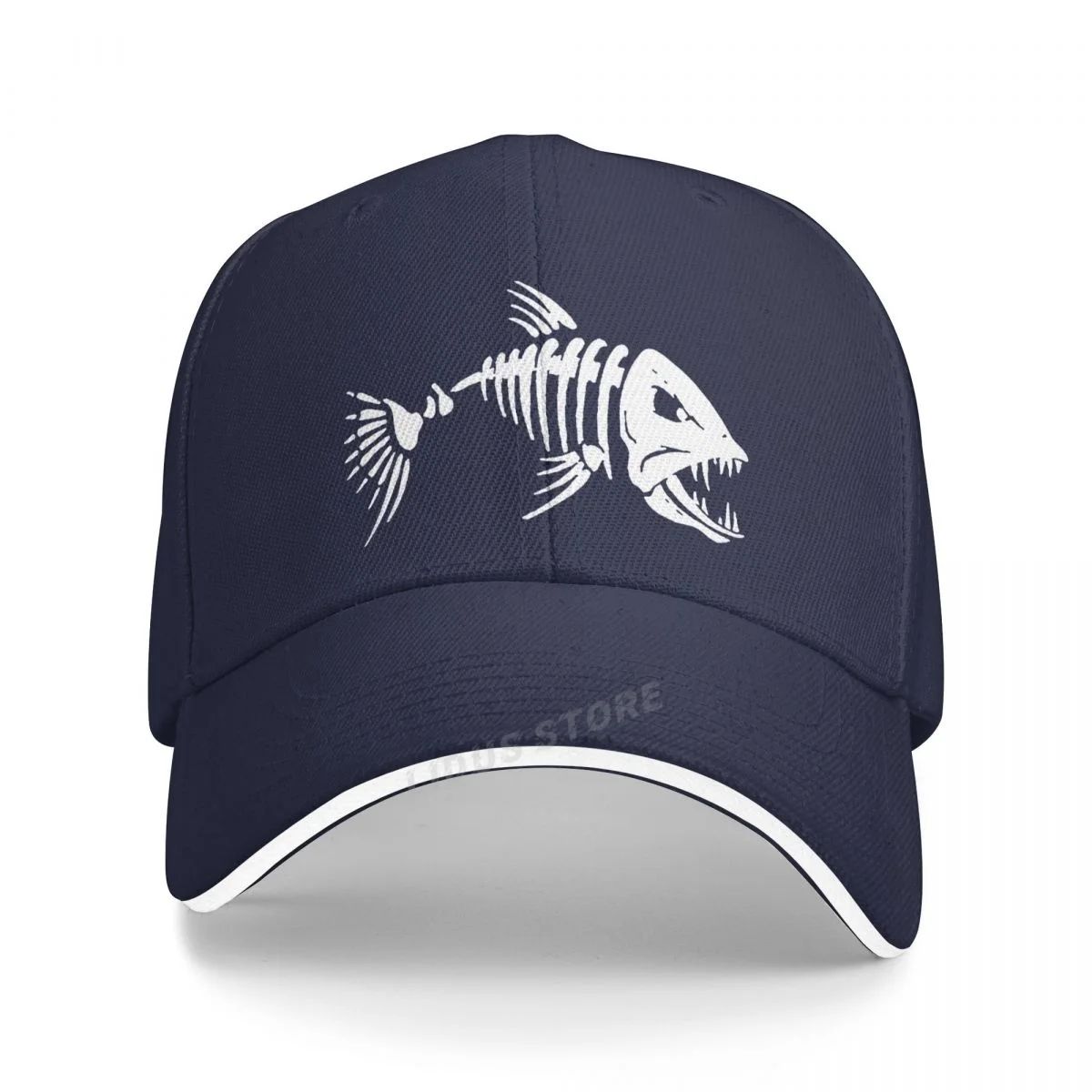 Boné de Pesca Masculino para Ar Livre, Boné de Pesca, Boné de Beisebol, Boné de Golfe, Boné de Caça com Ossos de Peixe de Desenho Animado, Boné Snapback