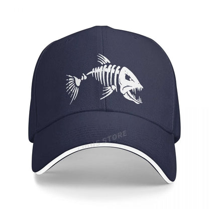 Men Outdoor Fishing Cap Fishing Hat Baseball Golf Hunting Cap With Cartoon Fish Bones Snapback Hat