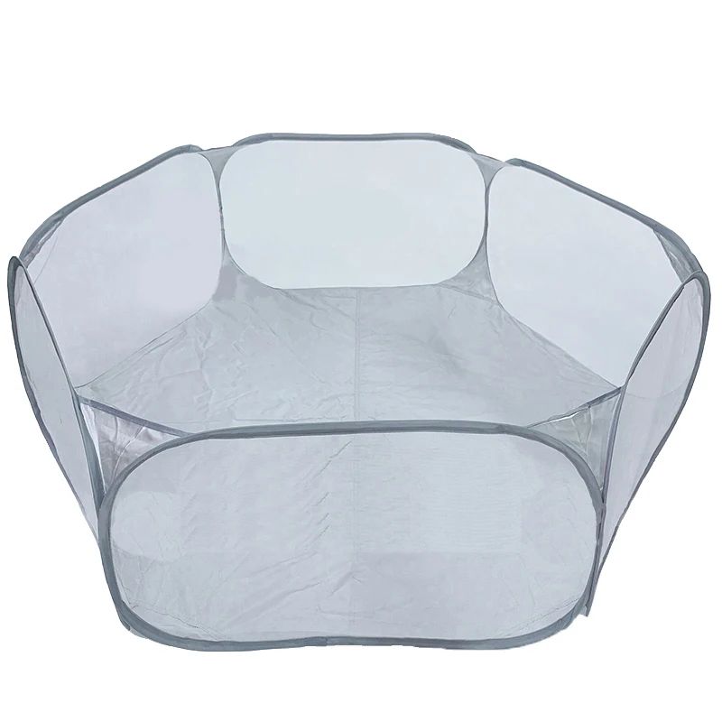 Cercado Portátil para Pequenos Animais Gaiola Transparente para Gatos e Cães Tenda Pet Cercadinho Dobrável Aberto Para Cães Hamsters Coelhos Porquinhos-da-Índia