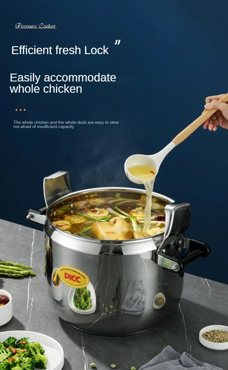 Panela de Pressão Extra Grande Panela de Pressão Comercial Espessa de Aço Inoxidável Utensílios de Cozinha Elétricos Bar de Jantar Casa Jardim
