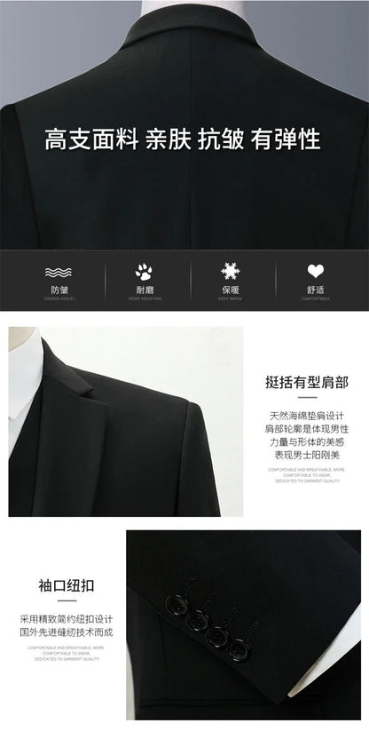Suit Outdoor Breathable (Blazer+ Vest + Pants) Men's Fashion Business Korean Wedding Casual Business Wear Elegant Man Suit 6XL