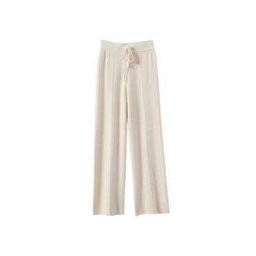 High Waist Knitted Woolen Wide Leg Pants Autumn Winter New Style Drapey Floor-Length Casual Trousers Skin-friendly Warm