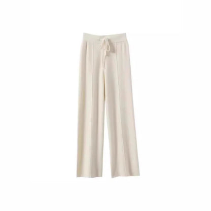 High Waist Knitted Woolen Wide Leg Pants Autumn Winter New Style Drapey Floor-Length Casual Trousers Skin-friendly Warm