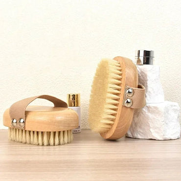 Natural Bristle Brush Soft Wet Dry Skin Body SPA Bath Massager Home