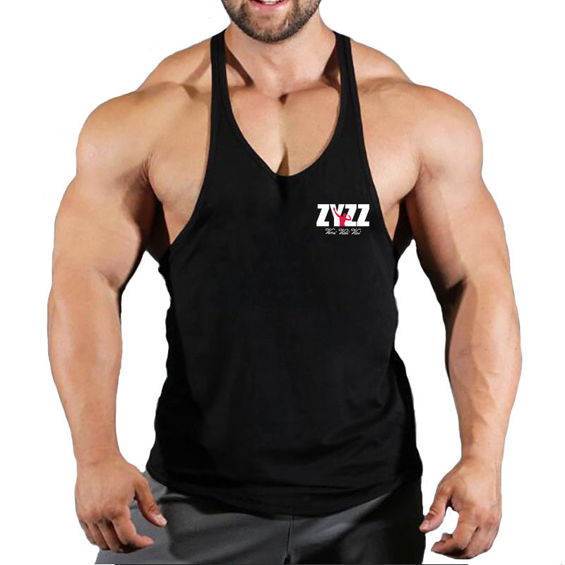 Gym Sleeveless Shirt Men Bodybuilding Tank Tops Fitness Workout Cotton Print Singlet Stringer Undershirt Male Casual Summer Vest