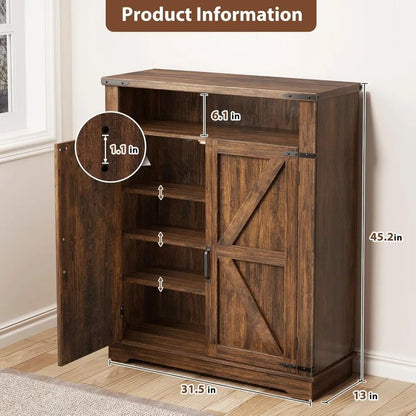"Set of 2 6-Tier Shoe Cabinets - Doors with Adjustable Shelves & Anti-Tip Design, Entryway Storage";;VERDADEIRO;;"Brown