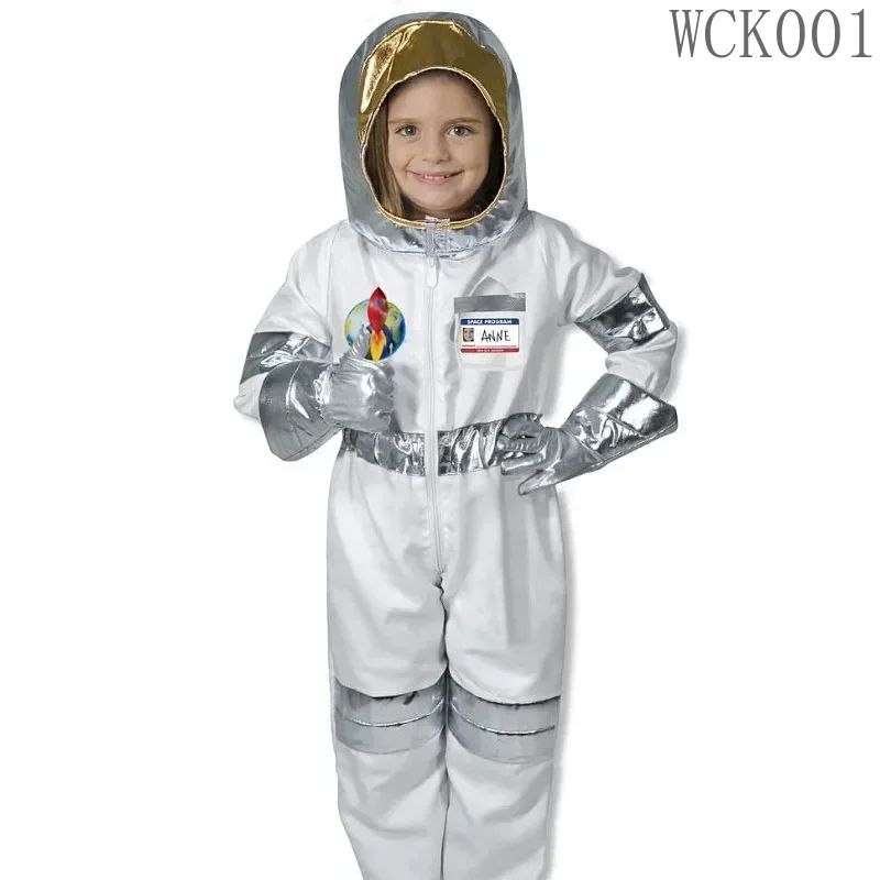 Boy's Space Suits Astronaut Costume for Kids Cosplay Girl Space Performance Astronaut Spaceman Party Dress Up Hooded Gloves Suit