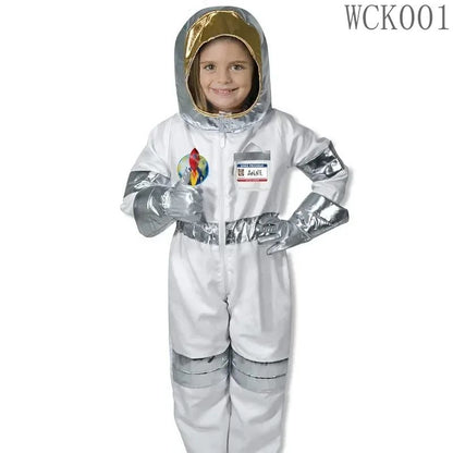 Boy's Space Suits Astronaut Costume for Kids Cosplay Girl Space Performance Astronaut Spaceman Party Dress Up Hooded Gloves Suit