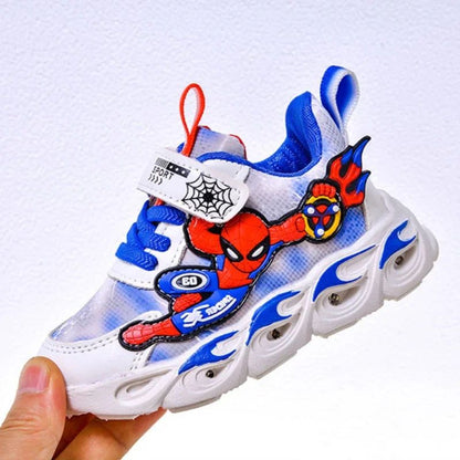 Disney Fashion Spiderman Baby Boys Spring/Autumn Lighted Trendy Kids Boy Sports Casual Children's Sneakers