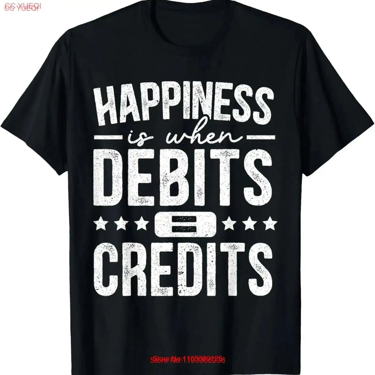 Happiness Is When Debits Equal To Credits Accounting T Shirt vintage Washed Stretched Slightly Top For Everyday Wear vintage