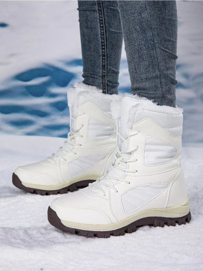Winter Women's Snow Boots High Top Hiking Boots for Women Winter Outdoor Walking Sneakers Waterproof Plush Warm Platform Boots