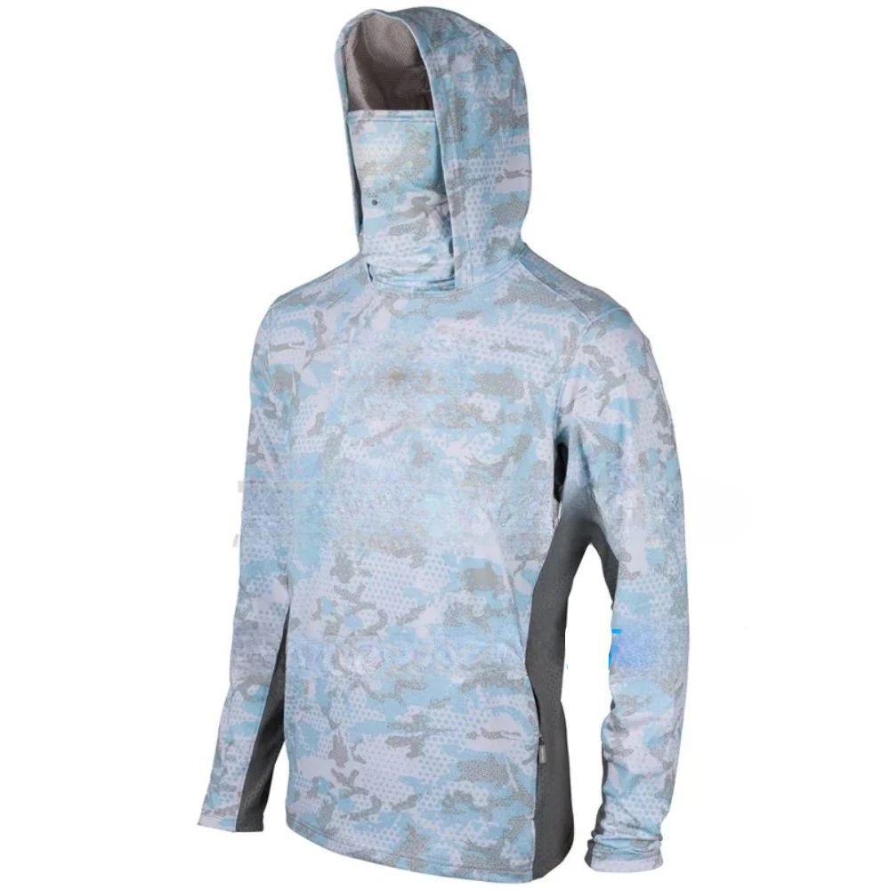 Camisas de pesca infantis Upf 50+ Camisa de pesca de manga longa com máscara, protetor de pescoço e capuz que mantém a cabeça e o rosto aquecidos para atividades ao ar livre, caminhadas e corridas