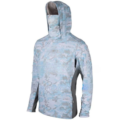Camisas de pesca infantis Upf 50+ Camisa de pesca de manga longa com máscara, protetor de pescoço e capuz que mantém a cabeça e o rosto aquecidos para atividades ao ar livre, caminhadas e corridas