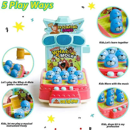 Console de Jogos Iluminador para Bebês de 2024, Brinquedo Elétrico de Bate-toupeira com Música Interativa para Educação Infantil