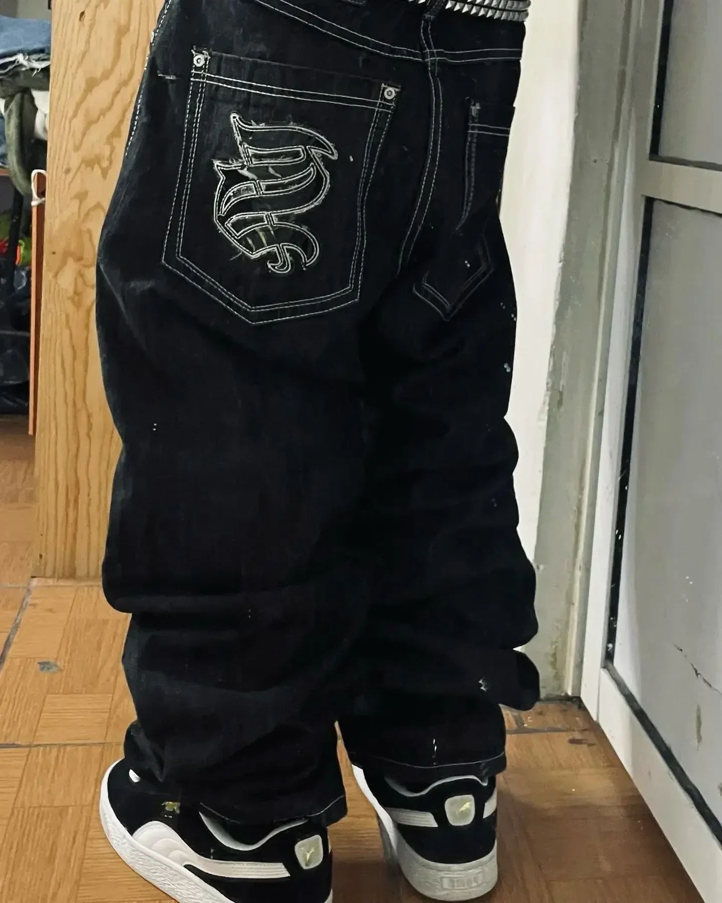 retro y2k gothic lightning graphic jeans wide legs loose loose hip-hop street style men and women fashion clothing