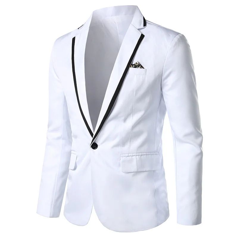 Cross-Border Color Block Single Suit 2024 Men's Casual Western-Style Long Sleeve Slimming Business Jacket Smooths Your Silhouett