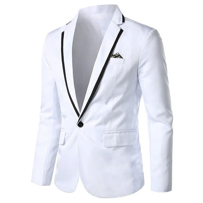 Cross-Border Color Block Single Suit 2024 Men's Casual Western-Style Long Sleeve Slimming Business Jacket Smooths Your Silhouett
