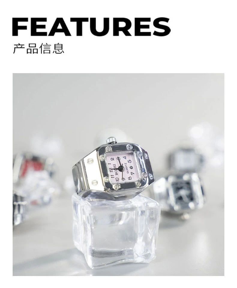 Vintage Punk Finger Watch Mini Elastic Strap Alloy Watches Couple Rings Jewelry Clock Retro Roman Quartz Watch Ring Women Men