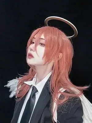 Angel Devil for Chainsaw Man Bangs Long Orange Brown Cosplay Wigs Halloween Costume Party AdultHair Wig