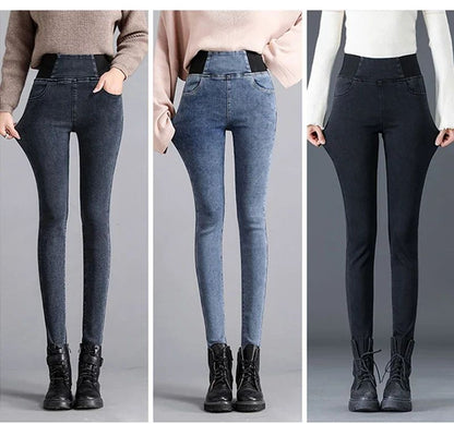 PTKPCC New Elastic Waist Skinny Jeans Women Spring Slim Stretch Denim Pants Vintage Pencil Vaqueros Mom Pantalones De Mujer
