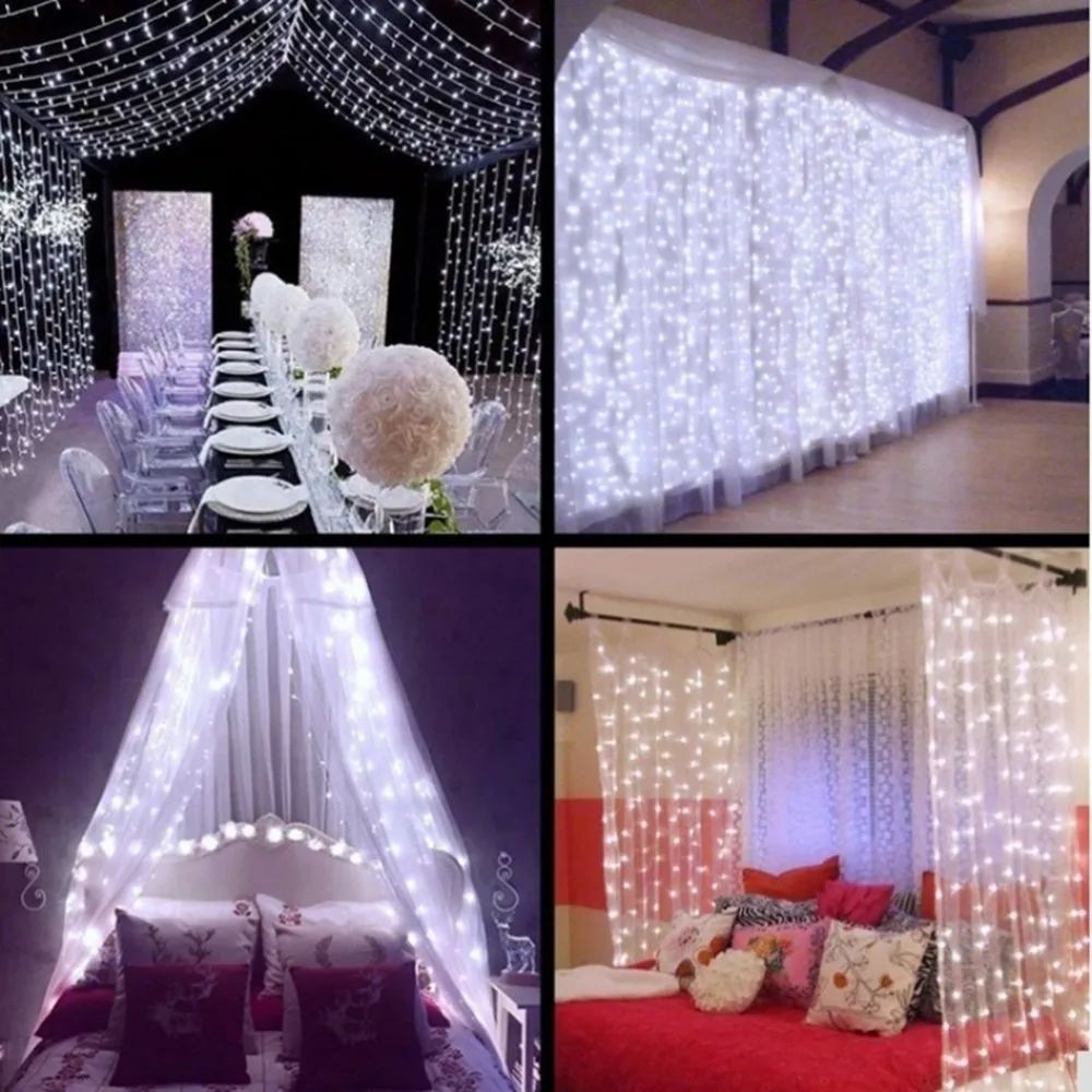 3M LED Curtain Fairy Light Christmas Garland Lamps for Wedding Party Home Decoration