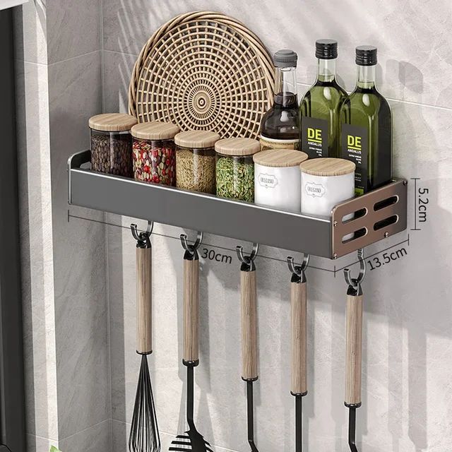 Novo Rack de Armazenamento de Cozinha Suporte para Temperos de Parede Organizador de Cozinha Doméstico Multifuncional Prateleira de Armazenamento