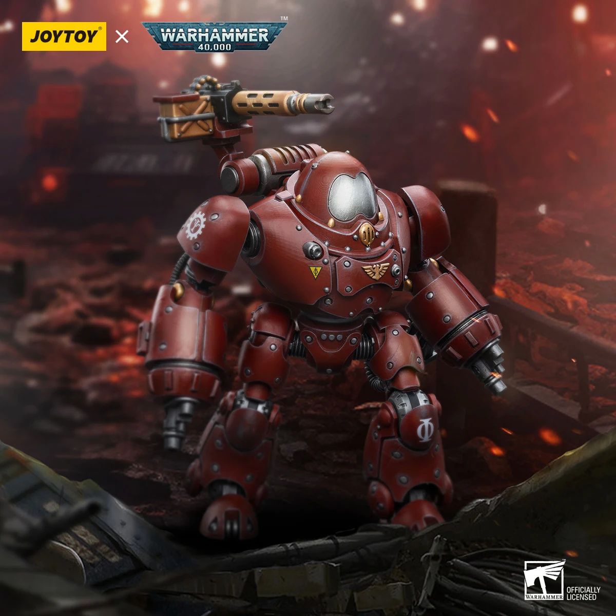 JOYTOY Warhammer 40k 1/18 Action Figures Mecha Adeptus Mechanicus Robô Kastelan com Explosor Pesado de Fósforo