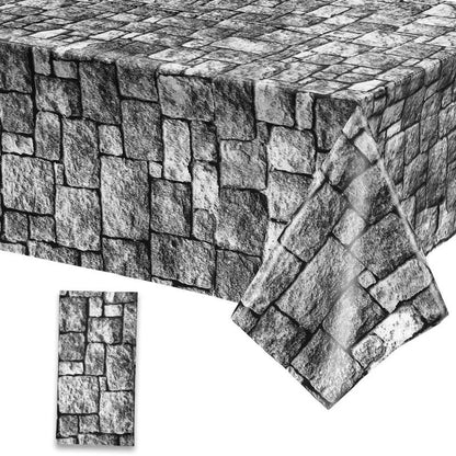 Stone Wall Tablecloths Plastic Brick Stone Tablecloth Medieval Themed Party Decor Castle Brick Wall Table Covers for Halloween