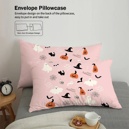 3-piece down duvet cover with Halloween theme cute ghost pattern print (1 duvet cover+2 pillowcases, no core) bedding set